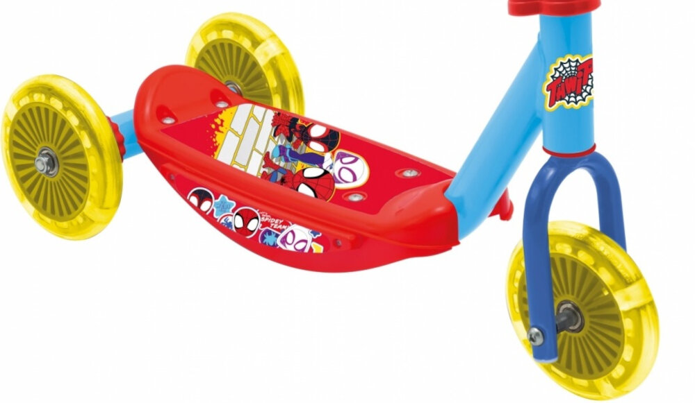 Hulajnoga dla dzieci DISNEY Spidey i super-kumple podest szeroki z wysokiej jakosci metalu powloka antyposlizgowa kolorowa grafika Zygzaka McQueena z bajki Auta dla dzieci w wieku od 2 roku zycia maksymalna waga do 20 kg