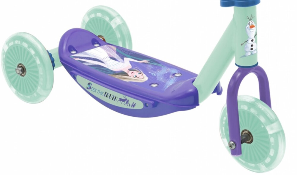 Hulajnoga dla dzieci DISNEY Kraina Lodu 2 podest szeroki z wysokiej jakosci metalu powloka antyposlizgowa kolorowa grafika Elzy z bajki Kraina Lodu 2 dla dzieci w wieku od 2 roku zycia maksymalna waga do 20 kg