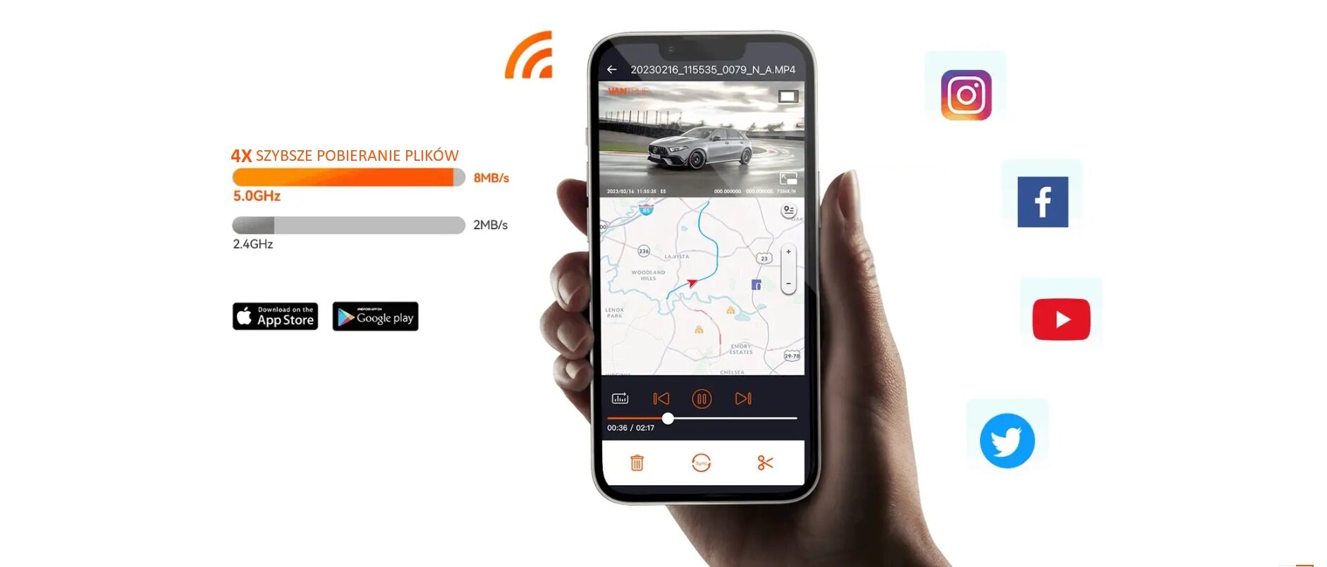 Wideorejestrator VANTRUE N5 - wi-fi