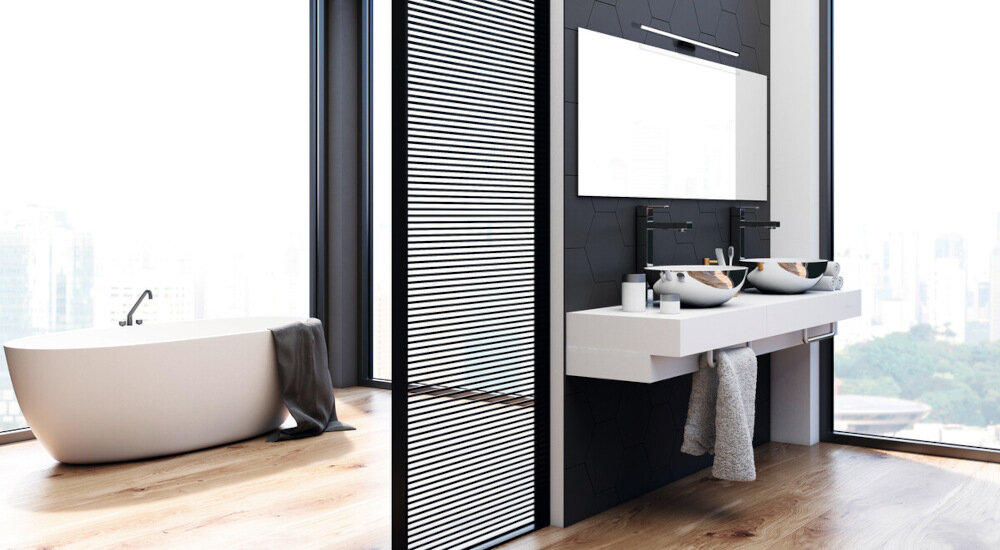 Kinkiet KANLUX Asten IP44 8W-NW-W Biały elegancki czarny kolor obudowy obudowa ze stopu aluminium klosz z tworzywa sztucznego