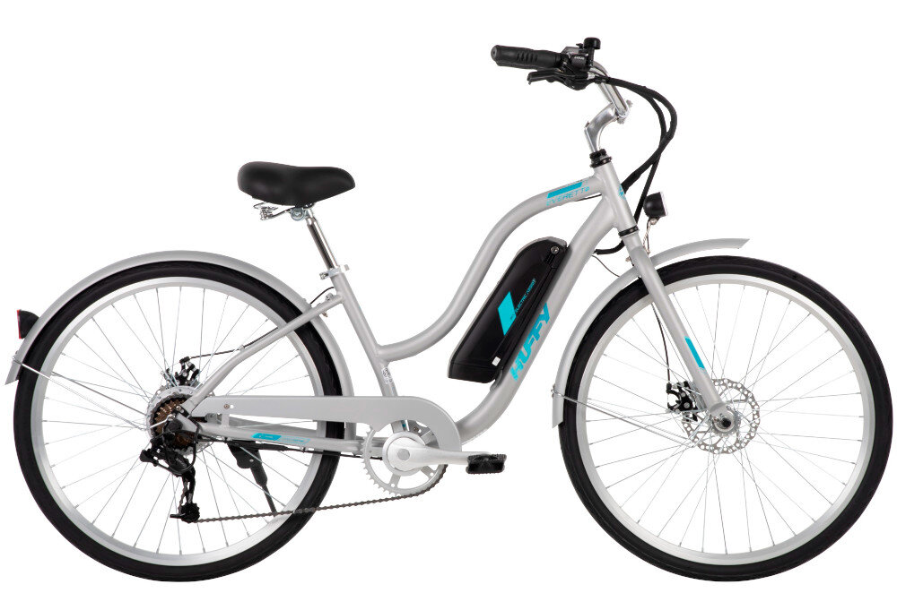 Rower elektryczny HUFFY Everett Plus 27.5 cala Srebrny uniwersalny srodek codziennego transportu wymaga pracy miesni nog elektryczny uklad napedowy