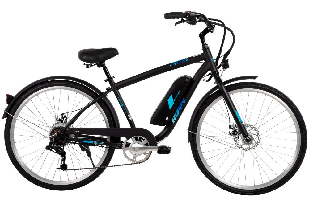 Rower elektryczny HUFFY Everett Plus 27.5 cala Czarny uniwersalny srodek codziennego transportu wymaga pracy miesni nog elektryczny uklad napedowy