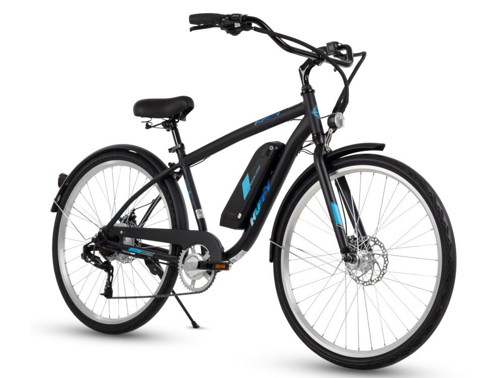Rower elektryczny HUFFY Everett Plus 27.5 cala Czarny skladana stopka zamontowana w centralnym punkcie ciezkosci