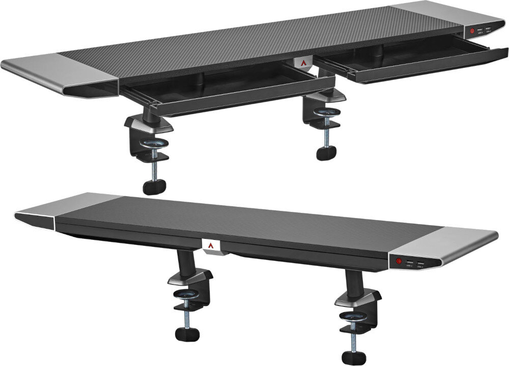 Podstawka pod monitor MOZOS Riser RGB miejsce organizacja złącza hub szuflady