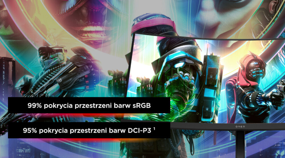 Monitor HP Omen 34C 34 3440x1440px 165Hz 1 ms Curved kolory barwy rozdzielczość jakość HDR kontrast matryca