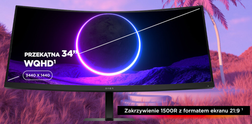 Monitor HP Omen 34C 34 3440x1440px 165Hz 1 ms Curved przekątna szerokość format zakrzywienie