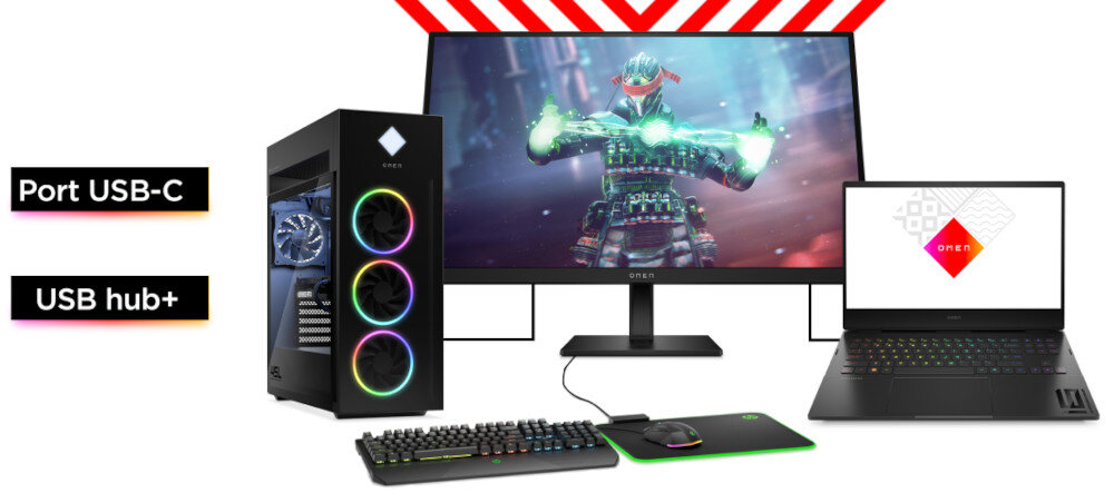 Monitor HP Omen 27K 27 3840x2160px IPS 144Hz 1 ms przełącznik KVM porty wejścia