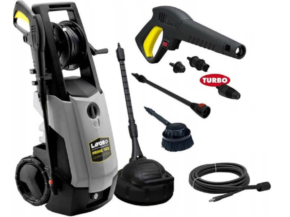 Myjka ciśnieniowa LAVOR Prime 165 pistolet wysokociśnieniowy wąż lanca dysza turbo dysza regulowana dysza do detergentu szczotka do czyszczenia tarasów dokumentacja