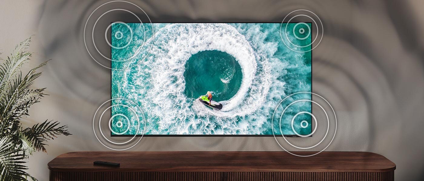 Dźwięk wciągający w akcję wyświetlaną na telewizorze Dźwięk wciągający w akcję wyświetlaną na telewizorze