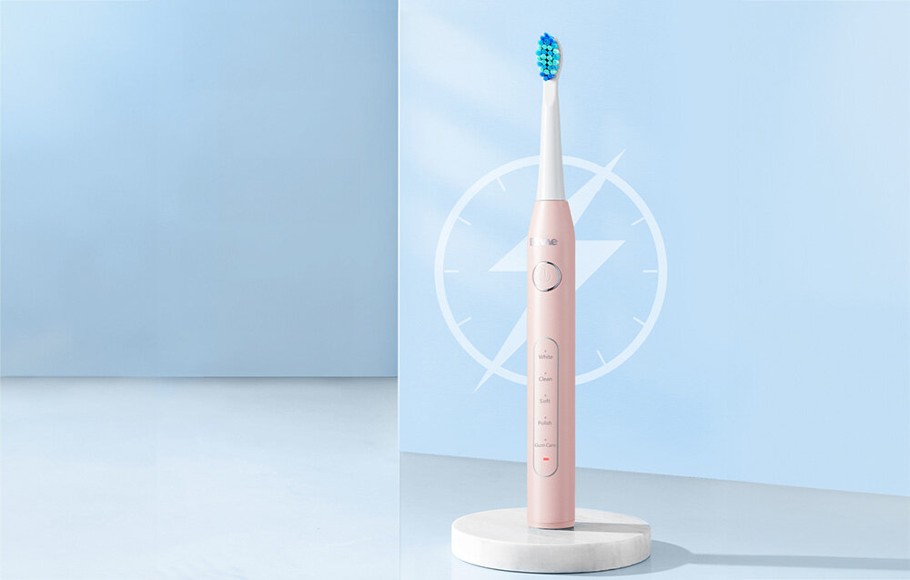 Szczoteczka soniczna BITVAE D2 Różowy akumulator pojemność 350 mAh około 30 dni pracy na jednym ładowaniu 4 godziny ładowania gotowa do dalszej pracy praktyczna w codziennym użytkowaniu wygodna podczas podróży  