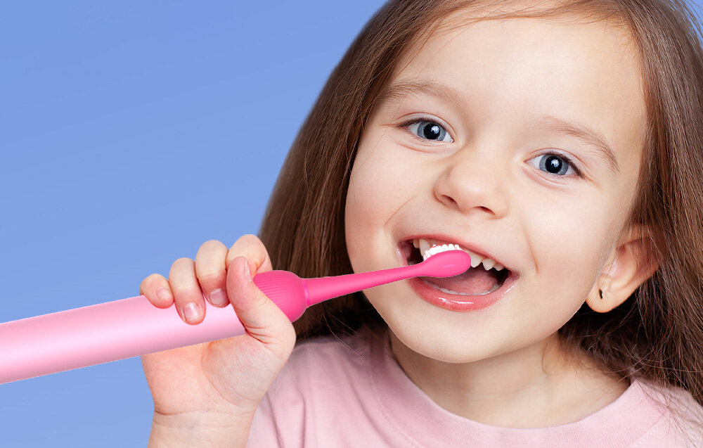Szczoteczka soniczna BITVAE K7S Różowy 3 tryby pracy dostosowanie do potrzeb tryb gum care maluchy tryb standard starsze dzieci tryb clean dla młodziezy skuteczne dbanie o ajmę ustną utrzymanie zdrowego promiennego uśmiechu