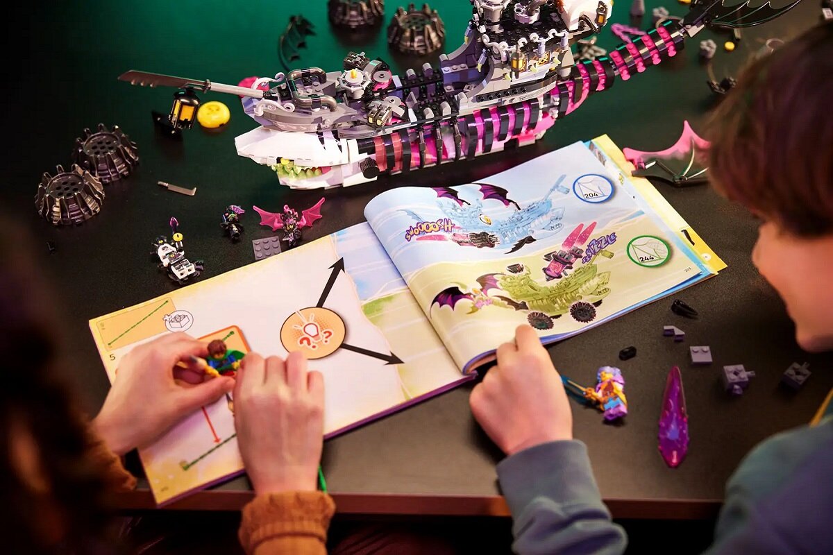 LEGO DREAMZzz Koszmarny Rekinokręt 71469 dziecko kreatywność zabawa nauka rozwój klocki figurki minifigurki jakość tradycja konstrukcja nauka wyobraźnia role jakość bezpieczeństwo wyobraźnia budowanie pasja hobby funkcje instrukcja aplikacja LEGO Builder