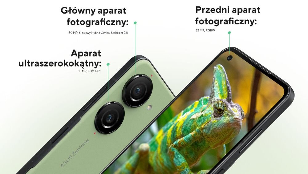 Smartfon ASUS ZenFone 10 ekran bateria aparat procesor ram pamięć pojemność rozdzielczość zdjęcia filmy opis dane cechy blokady system łączność wifi bluetooth obudowa szkło odporność porty muzyka transfer sieć przekątna matryca waga czujniki oled amoled ips