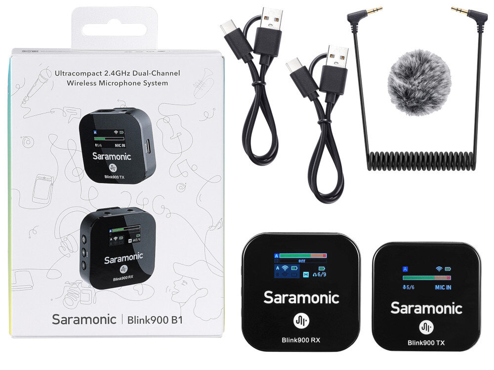 System bezprzewodowy SARAMONIC Blink900 B1 osłona przeciwwiatrowa nadajnik odbiornik