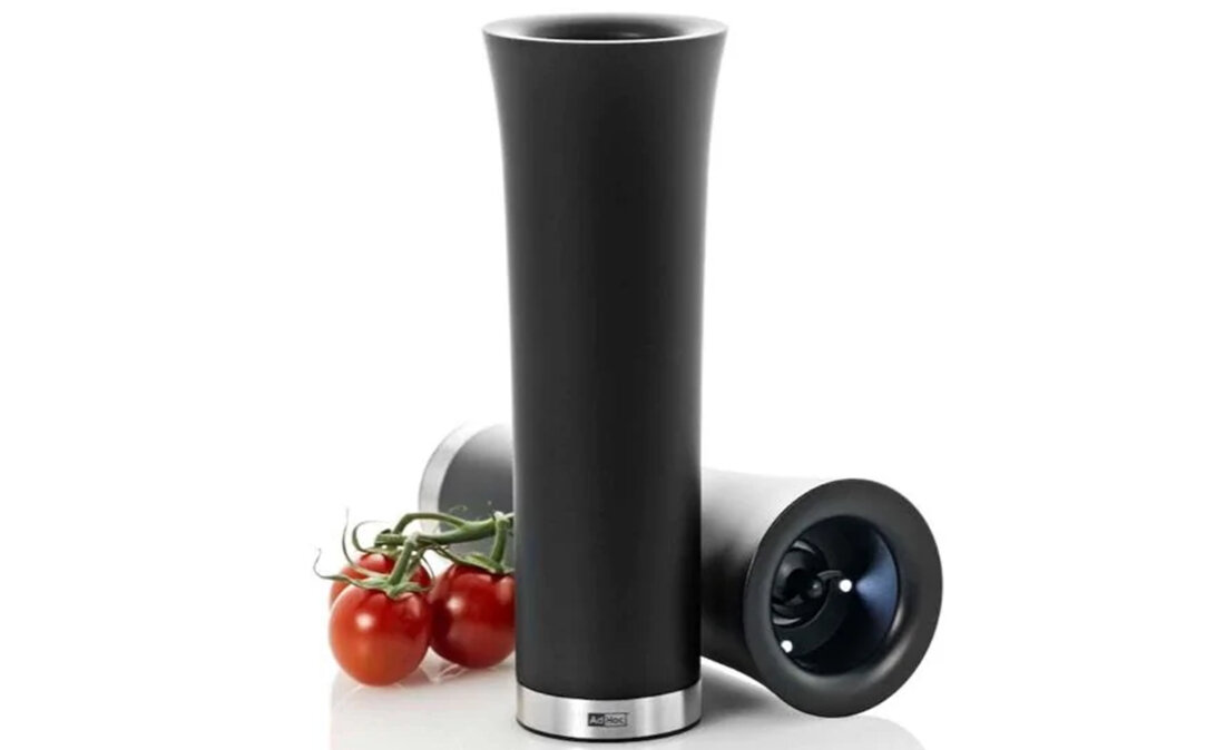 Młynek do przypraw ADHOC Milano Biały Uniwersalne Zastosowanie sól pieprz elegancki design biały kolor kolorystyka zasilanie bateryjne