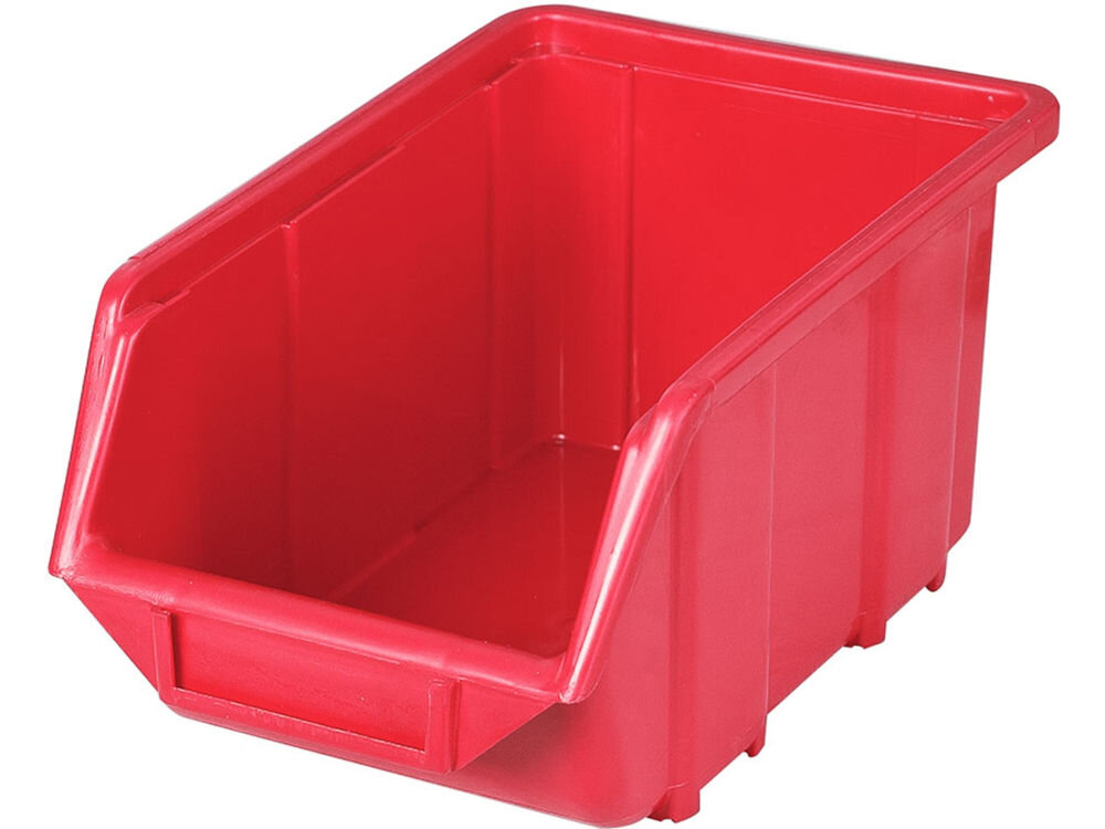 Pojemnik magazynowy PATROL Ecobox Średni Czerwony skosem widoczny środek