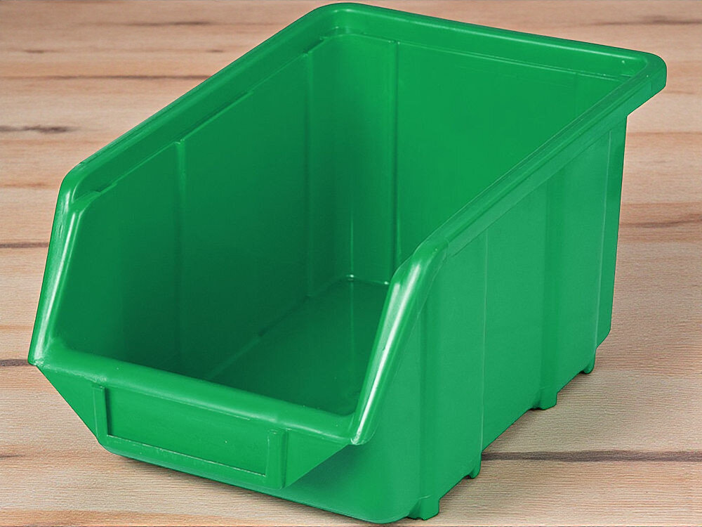 Pojemnik magazynowy PATROL Ecobox Średni Zielony na drewnianym blacie