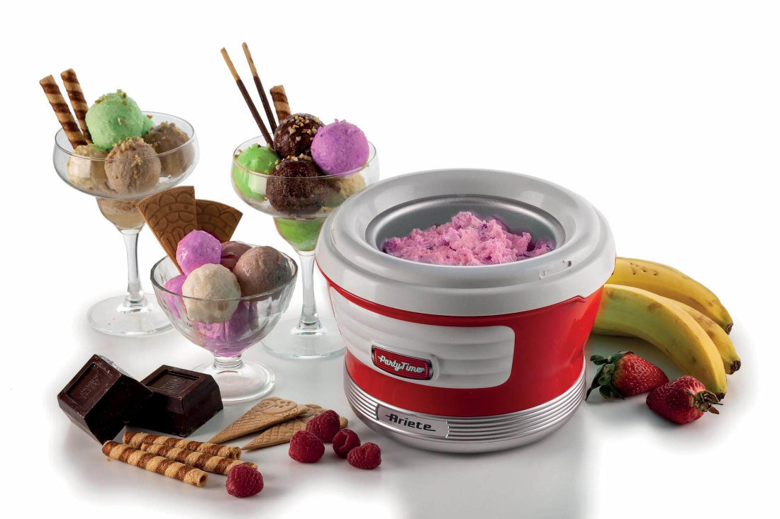 Maszynka do lodów ARIETE 643/00 Gelato Party Time Automatyczne mieszanie kremowa konsystencja desery ulubione składniki lody sorbety czas