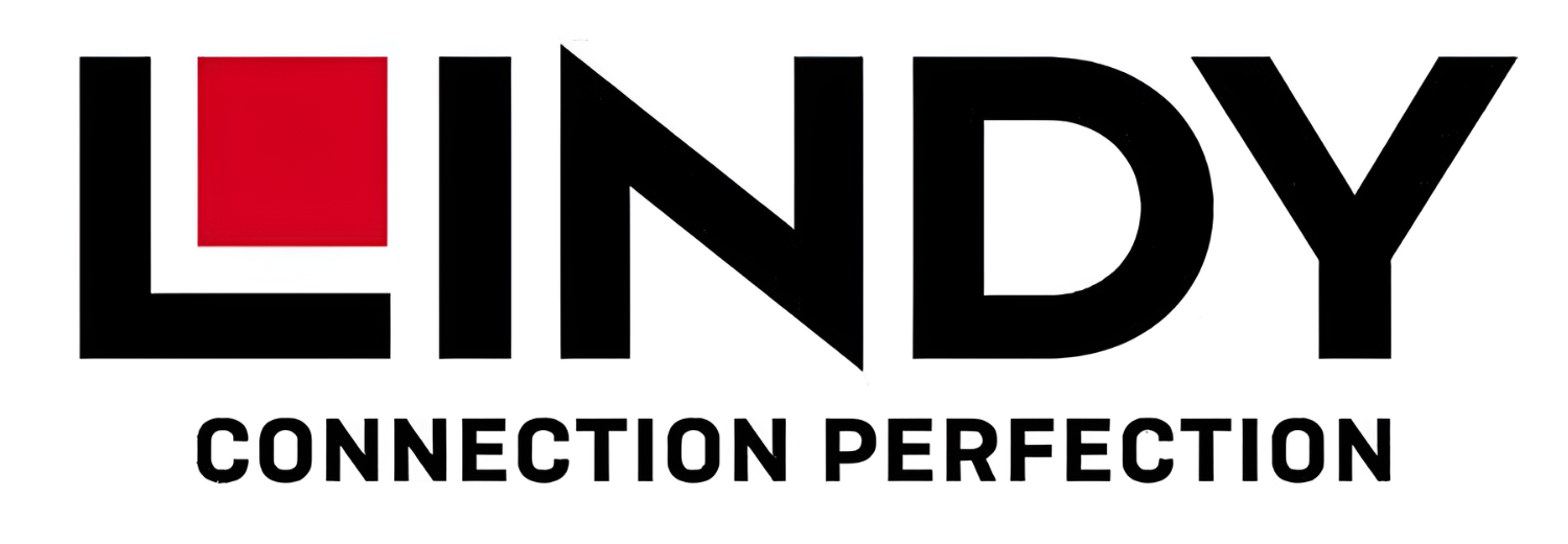 Logo z napisem \'LINDY\' oraz hasłem \'CONNECTION PERFECTION\'.