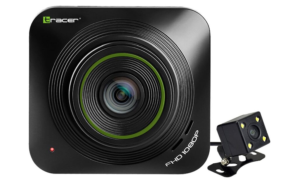 Wideorejestartor TRACER Tucana 2.2D FHD obiektyw rozdzielczość nagrywanie kąt zapis sensor czujnik montaż wymiary ładowanie zasilanie auto samochód rejestrowanie karta pamięć pojemność ładowarka obraz zdjęcia filmy aplikacja sterowanie
