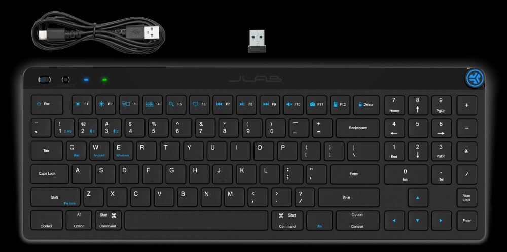 Klawiatura JLAB Jbuds klik komfort podróż ustawienia cicha praca estetyka styl czas pracy