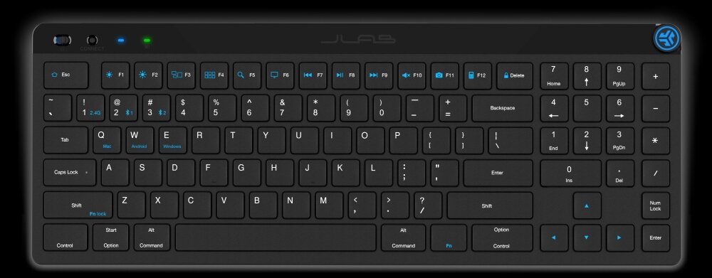 Klawiatura JLAB Jbuds klik komfort podróż ustawienia cicha praca estetyka styl czas pracy