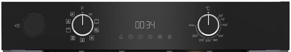 GRUNDIG GEDM12300B prosta obsługa kuchnia funkcje panel sterowanie pokrętła temperatura zegar alarm timer blokada