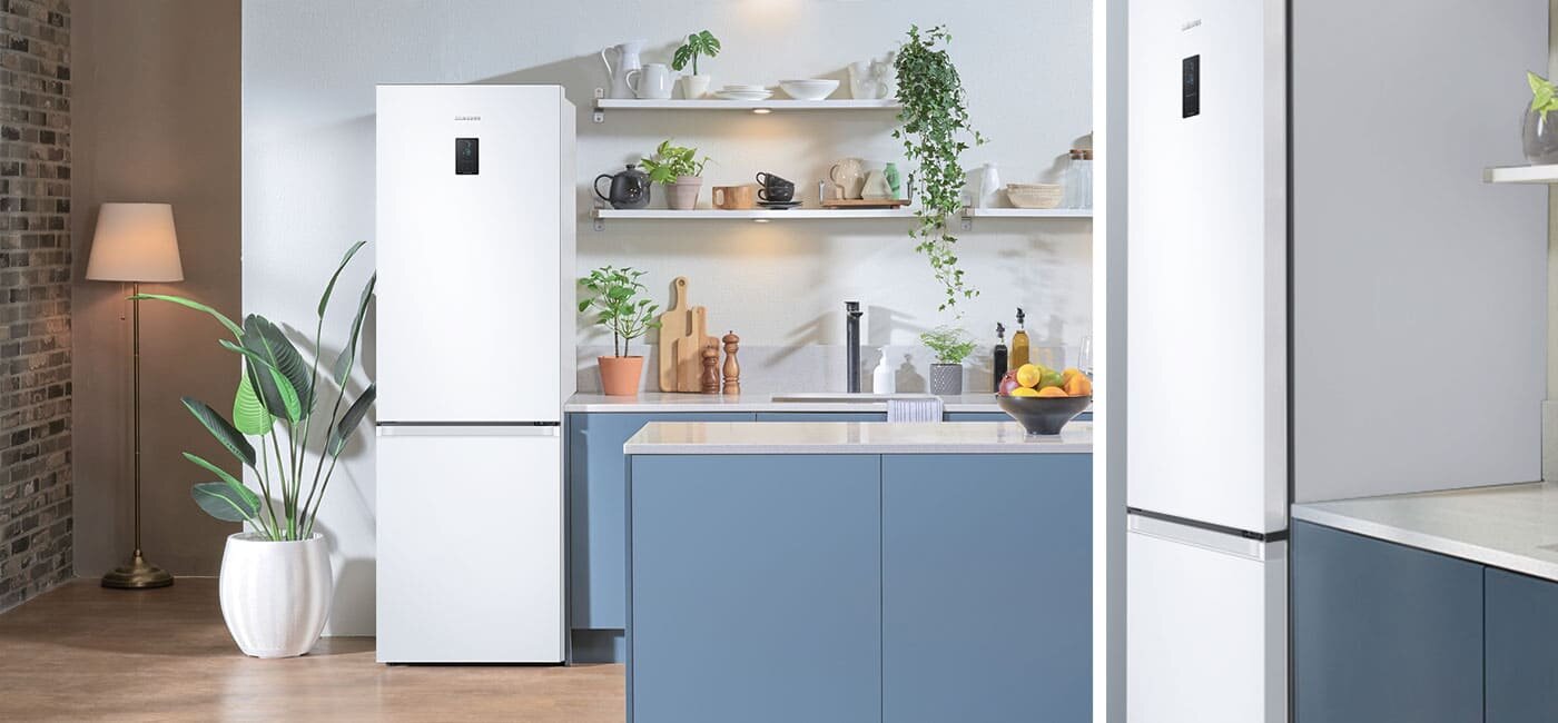 Nowoczesna kuchnia a w niej elegancka biała lodówka Samsung RB34C675DWW Nowoczesna kuchnia a w niej elegancka biała lodówka Samsung RB34C675DWW