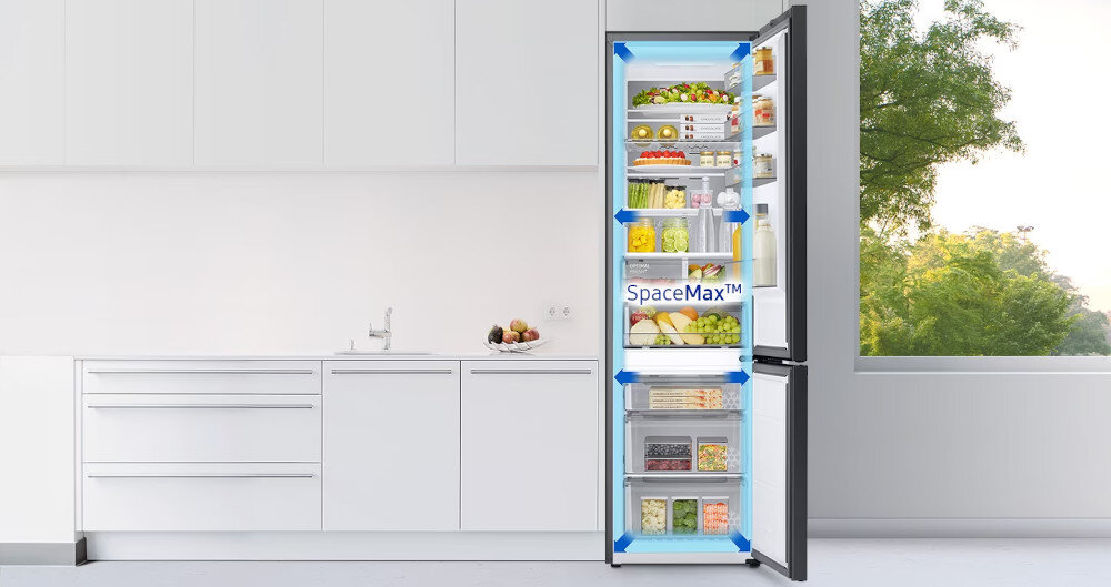 LODÓWKA SAMSUNG RB38C602DB1 EF SpaceMax pojemność wnętrze przestrzeń