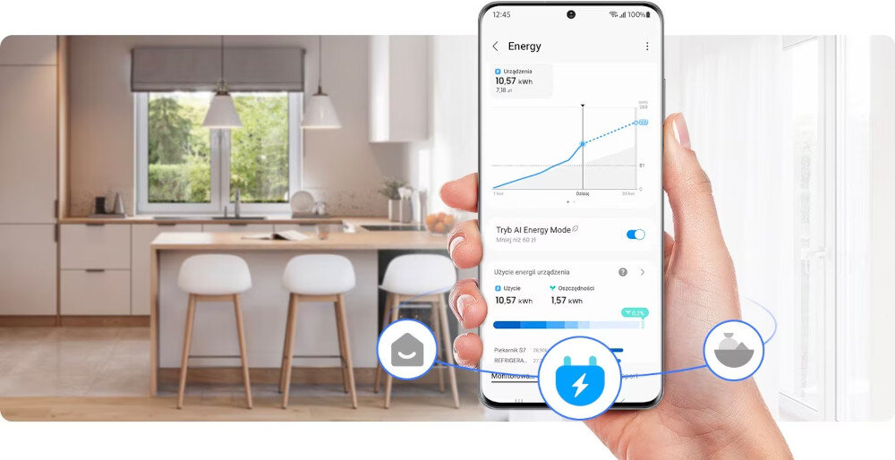 LODÓWKA SAMSUNG RB38C602DB1 EF oszczędności energia zarządzanie smartfon