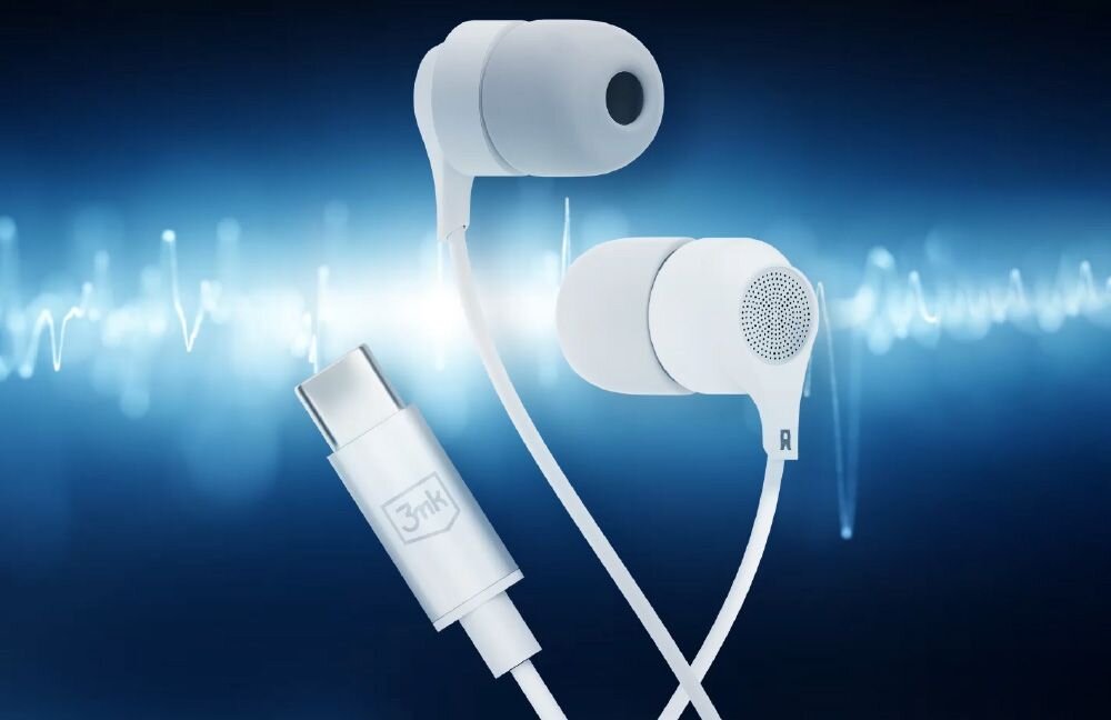 Słuchawki dokanałowe 3MK Wired Earphones port USB-C muzyka bez przerw