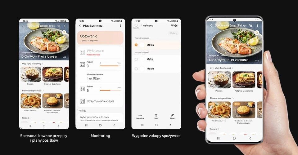 SmartThings Cooking Aplikacja SmartThings wraz z przepisami otwartymi na wyświetlaczu
