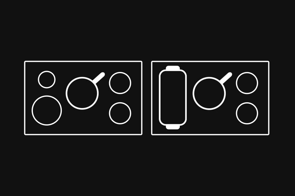 Grafika płyt grzewczych Graficzne przedstawienie dwóch pól grzewczych Samsung