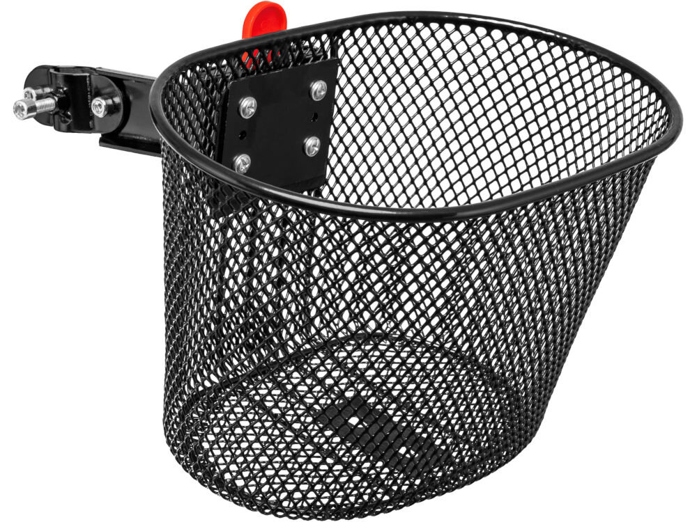 Koszyk na rower VÖGEL VKS-205 Dziecięcy przodem z widocznym zamontowanym mocowaniem