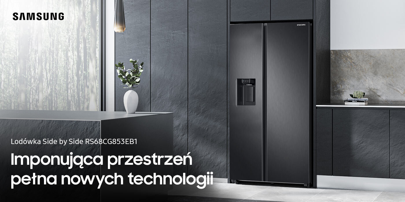 Dostępna w Media Expert lodówka Side by Side Samsung RS68CG853EB1 z dystrybutorem wody i lodu Dostępna w Media Expert lodówka Side by Side Samsung RS68CG853EB1 z dystrybutorem wody i lodu