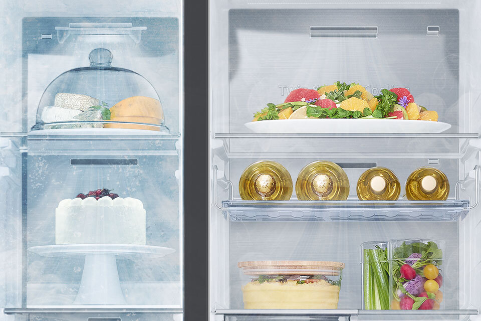 Precyzja chłodzenia różnorodnych produktów w lodówce Samsung Side by Side Precyzja chłodzenia różnorodnych produktów w lodówce Samsung Side by Side
