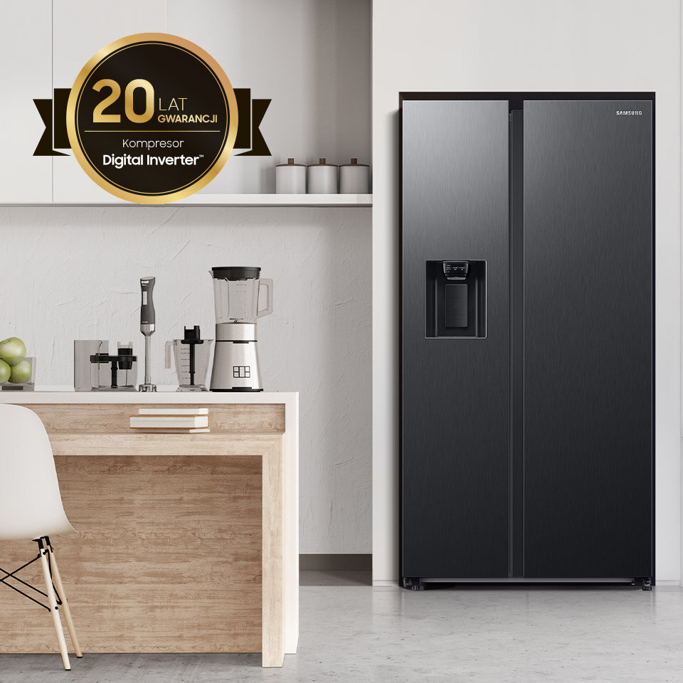 Lodówka Samsung RS68CG885DB1 posiada wydajny kompresor z 20-letnią gwarancją Lodówka Samsung RS68CG885DB1 posiada wydajny kompresor z 20-letnią gwarancją
