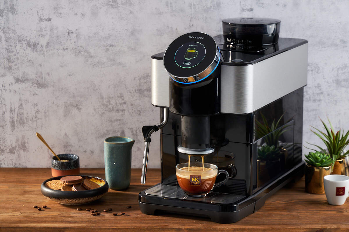 Ekspres DR.COFFEE H1 Czarny pyszna kawa niebanalny design głęboka czerń zaokaglone krawędzie moc