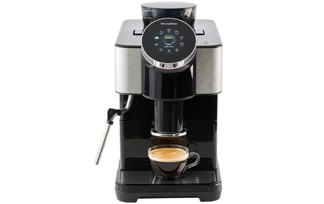Ekspres DR.COFFEE H1 Czarny kawa personalizacja moc wielkość ilość mleka ulubiony napój pamięć sześć profili