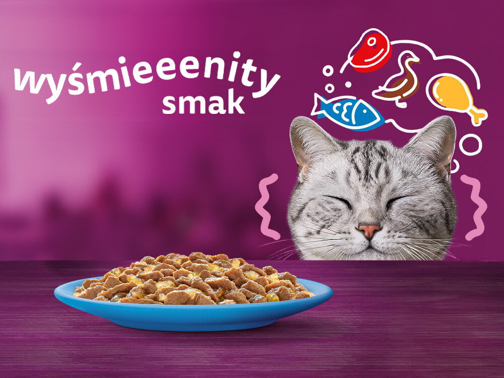 Karma dla kota WHISKAS Pure Delight Wołowina z kurczakiem (4 x 85 g)  Korzyści z podawania karmy Whiskas