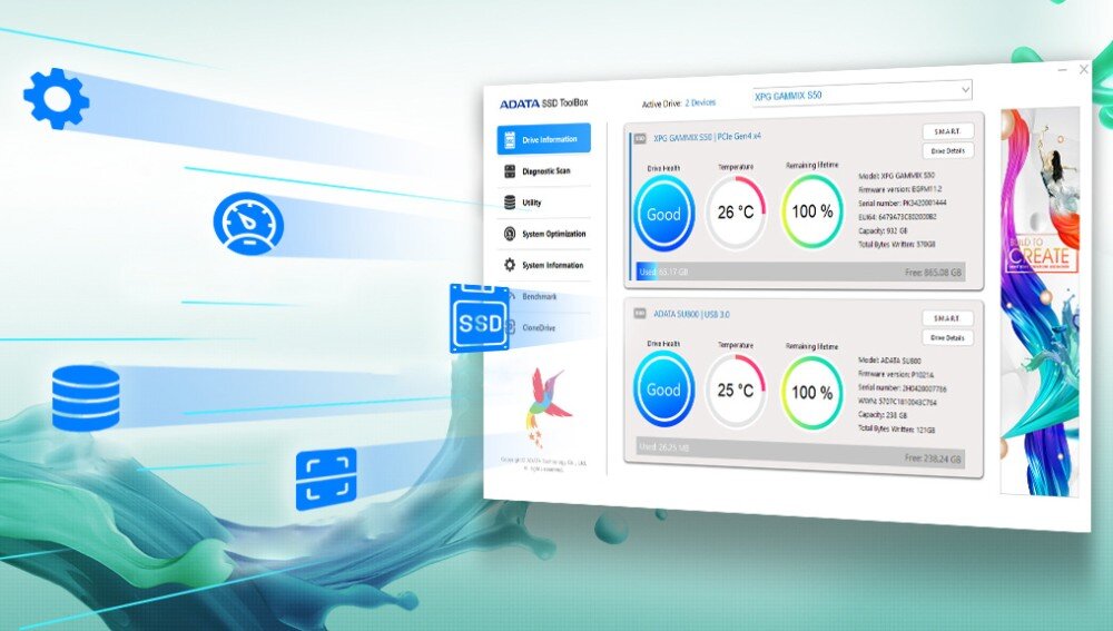 Dysk ADATA Legend 900 2TB SSD oprogramowanie monitorowanie S.M.A.R.T.