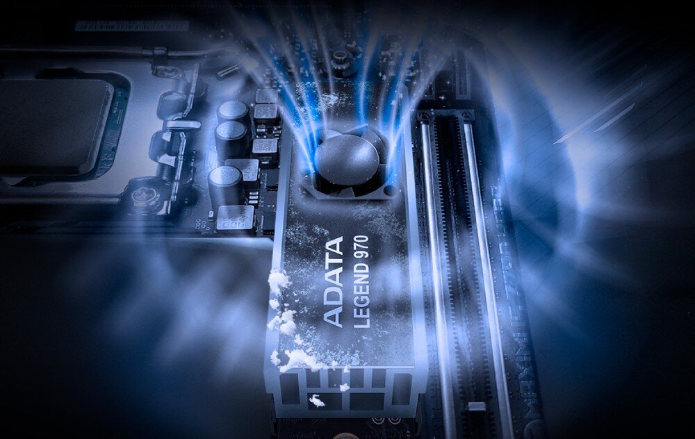 Dysk ADATA Legend 970 2TB SSD chłodzenie radiator wentylator temperatura