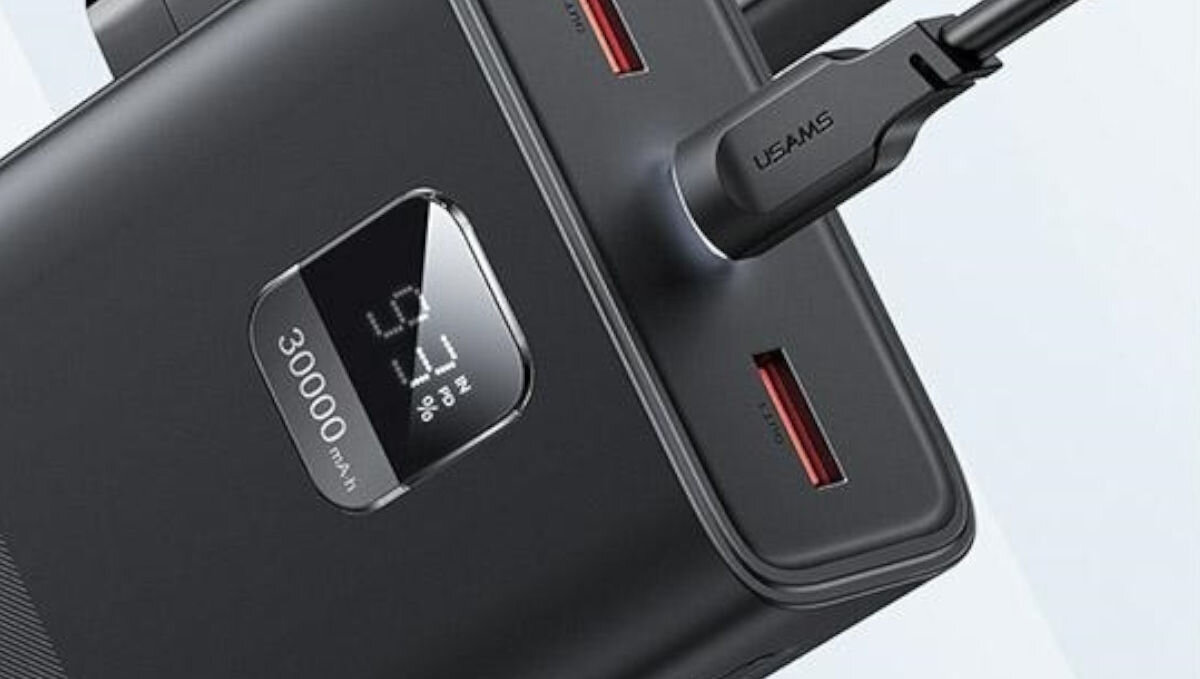 Powerbank USAMS PB68 30000 mAh 65W Czarny wskaźnik LED