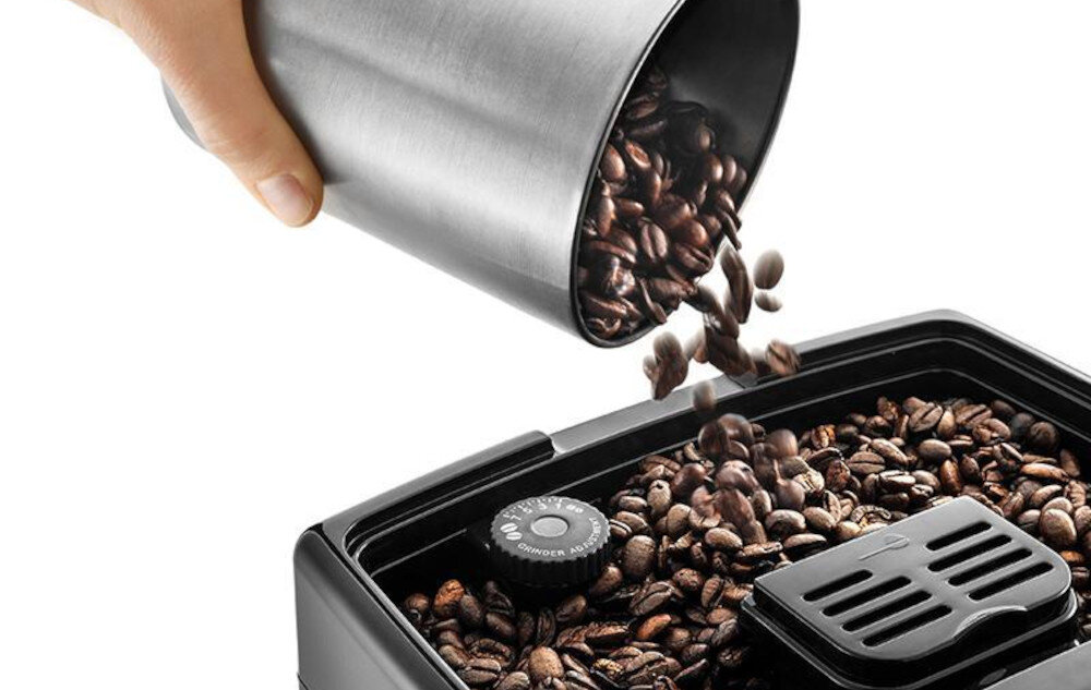 Ekspres DELONGHI ECAM354.55.SB Wszechstronność napojów przycisk stalowy młynek 13-stopniowa regulacja dostosowanie mielenie kawa smak aromat personalizacja