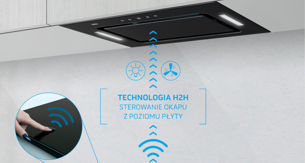 Okap BERG Maestro 52 H2H Czarny regulacja wentylatora moc temperatura