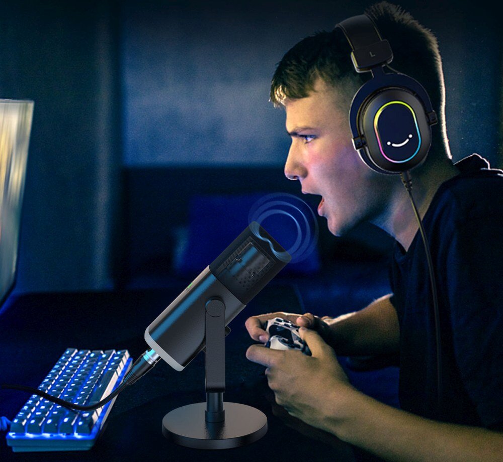 Mikrofon FIFINE AM8 RGB możliwości przeznaczenie mikrofonu zakłócenia podświetlenie RGB możliwości design
