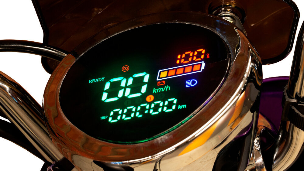 Skuter elektryczny E-MIO Destina z kufrem Żółty kolorowy wyswietlacz LCD