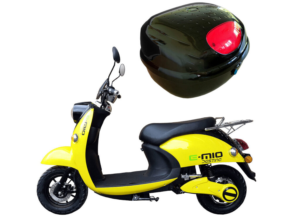 Skuter elektryczny E-MIO Destina z kufrem Żółty kufer