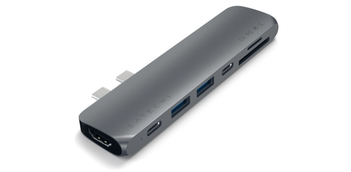 Hub SATECHI ST-CMBPM Szary USB-C MacBook Pro ładowanie transfer danych czytnik kart SD microSD HDMI USB-C 3.2 Gen 1