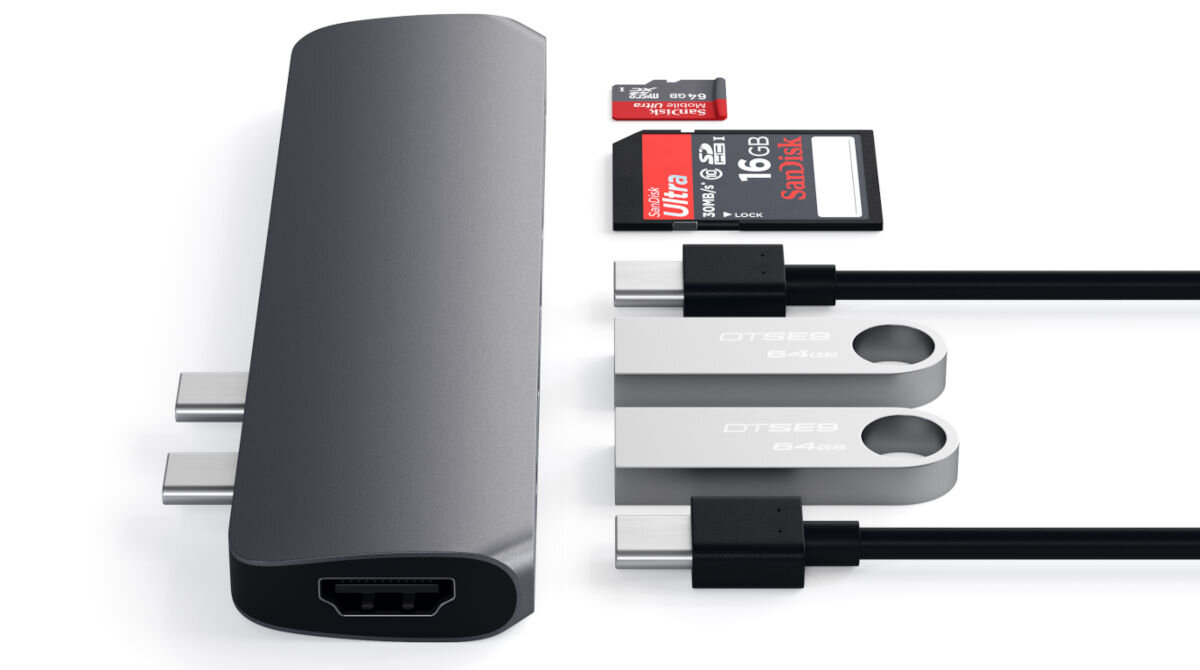 Hub SATECHI ST-CMBPM Szary USB-C PD tranfer danych do 40 Gb/s ładowanie przelotowe z mocą do 87 W